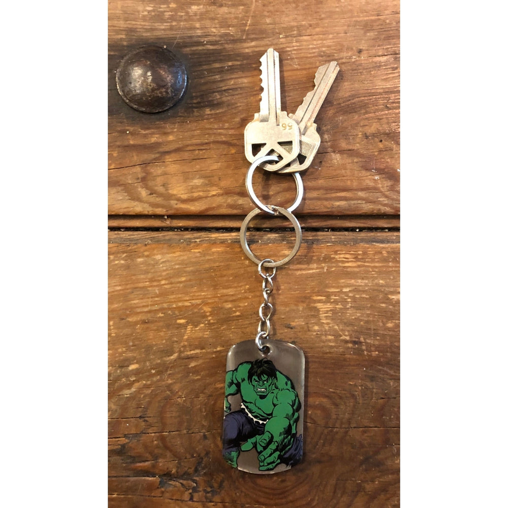Keychain The Incredible Hulk Dog Tag Marvel Comics Key Ring Hero Dogtag vintage jewelry Image 2
