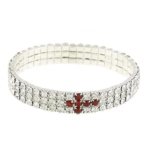 Cross Stretch Bracelet Sparkling Crystals Silver Toned Cross in Multiple Colors Rhinestone Tennis Bracelet Image 4