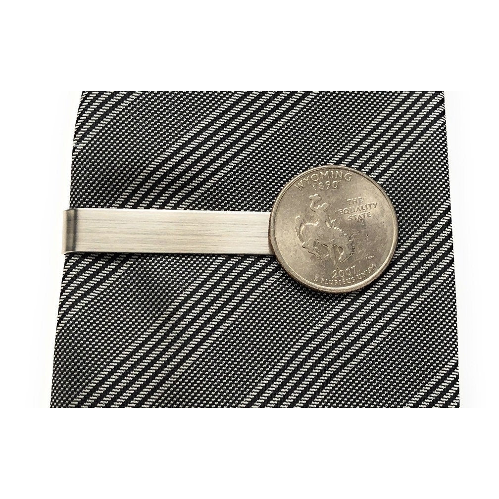 Tie Clip Wyoming State Quarter Enamel Coin Tie Bar Travel Souvenir Coins Keepsakes Cool Fun Comes with Gift Box Image 1