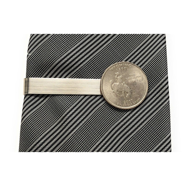 Tie Clip Wyoming State Quarter Enamel Coin Tie Bar Travel Souvenir Coins Keepsakes Cool Fun Comes with Gift Box Image 1