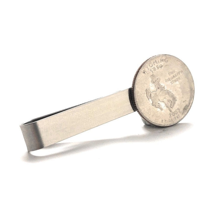 Tie Clip Wyoming State Quarter Enamel Coin Tie Bar Travel Souvenir Coins Keepsakes Cool Fun Comes with Gift Box Image 2