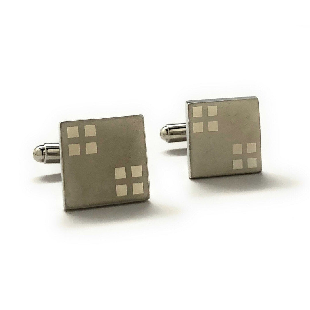 Silver Windows Cufflinks Shiny Silver Tone Windows with Brush Silver Block Cuff Links Comes with Gift Box Image 1