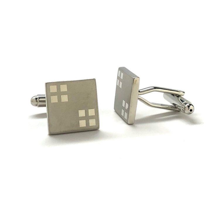 Silver Windows Cufflinks Shiny Silver Tone Windows with Brush Silver Block Cuff Links Comes with Gift Box Image 2