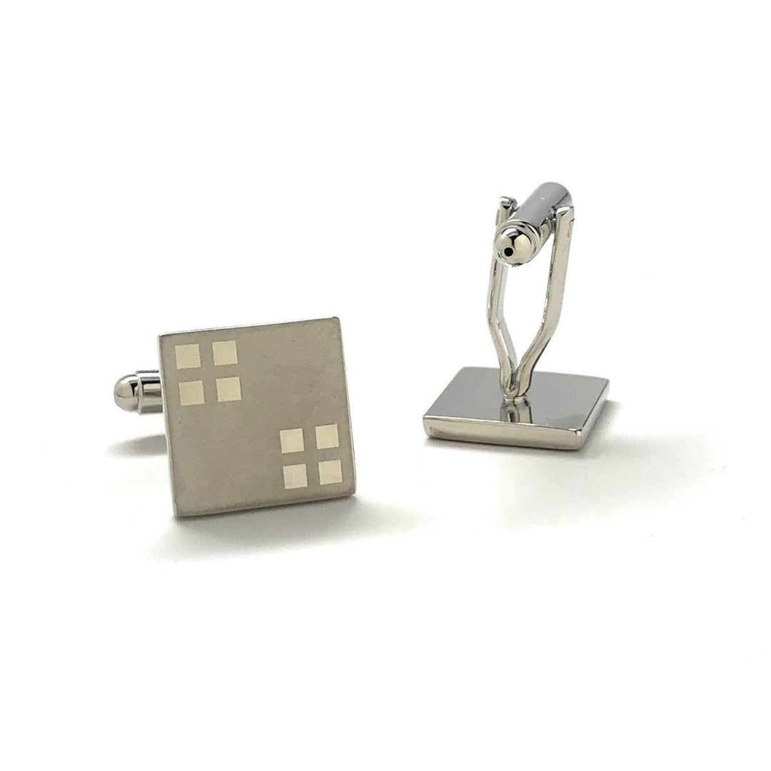 Silver Windows Cufflinks Shiny Silver Tone Windows with Brush Silver Block Cuff Links Comes with Gift Box Image 3