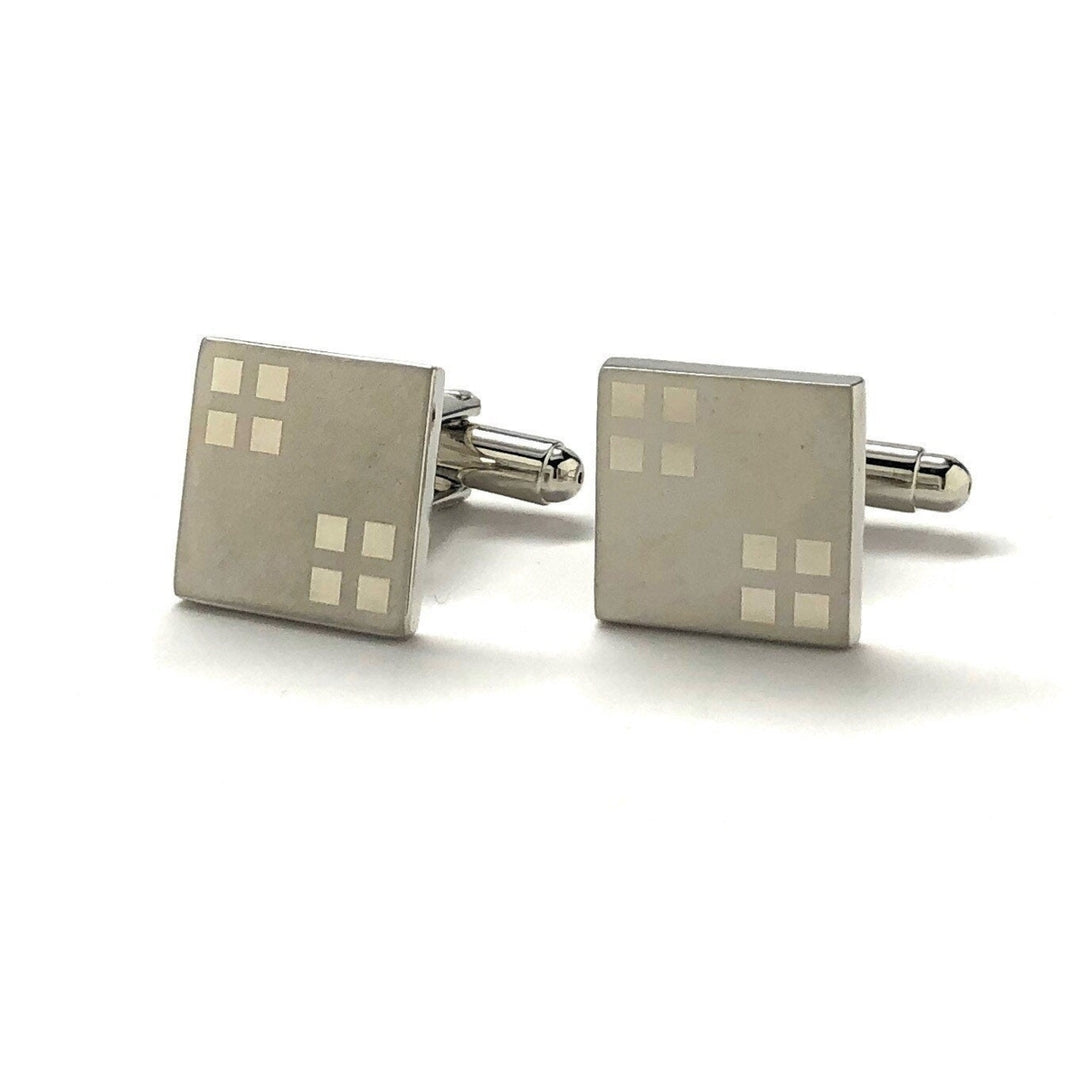 Silver Windows Cufflinks Shiny Silver Tone Windows with Brush Silver Block Cuff Links Comes with Gift Box Image 4