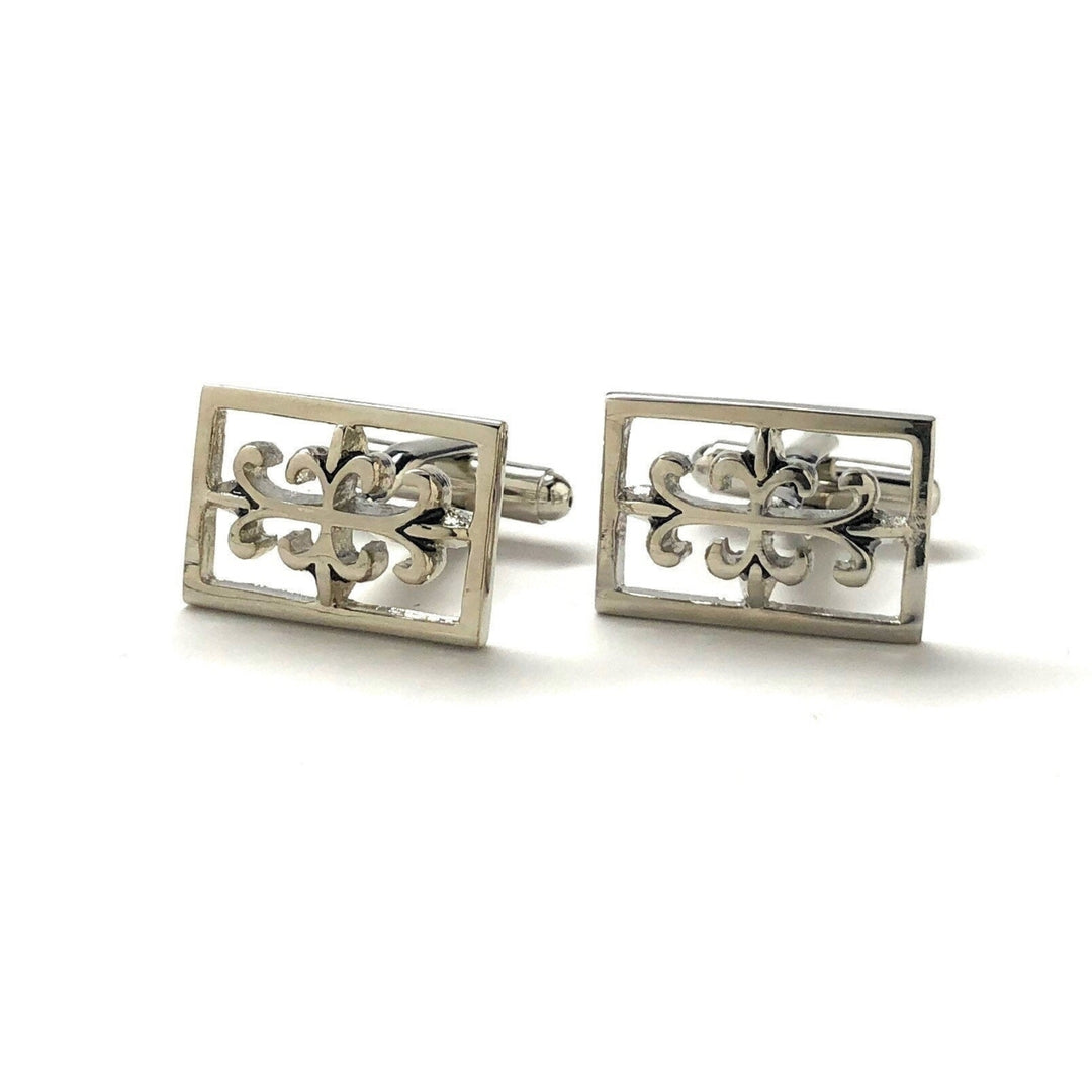 Silver Worth Design Cufflinks Shiny Silver Tone Ornate Cut Out Detail Cuff Links Comes with Gift Box Image 4