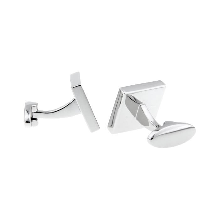 Mens Executive Cufflinks Simple But Classic Stainless Steel Square Shiny Silver Block Cuff Links Comes with Gift Box Image 2