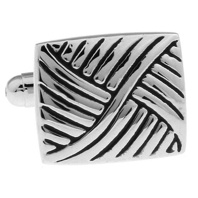SIlver Tone Cufflinks Mind Bender All in SIlver Black Accented Catch the Wave Cuff Links Comes with Gift Box Image 1