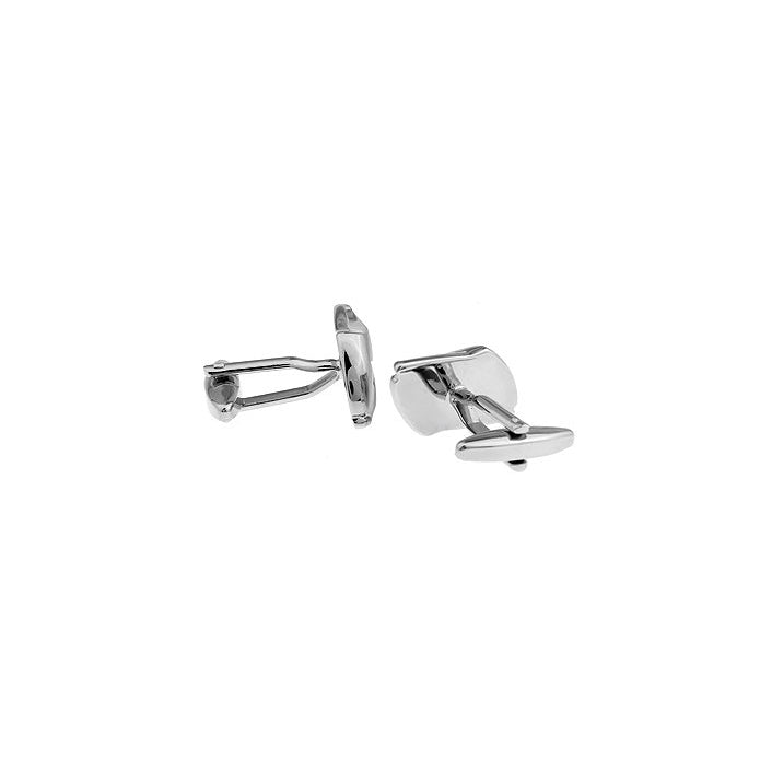Silver Tiered  Cufflinks On the Bias Classic Silver Tone Grooved Pattern Catch the Wave Cuff Links Comes with Gift Box Image 3