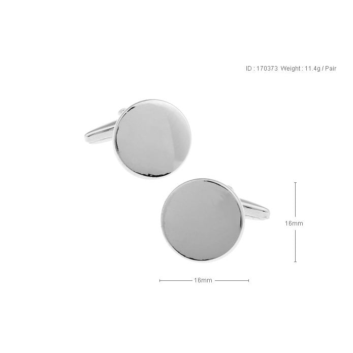 Silver Classic Round Solid Post Cufflinks Strikingly Unique Cool Cuff Links Comes with Gift Box Image 2