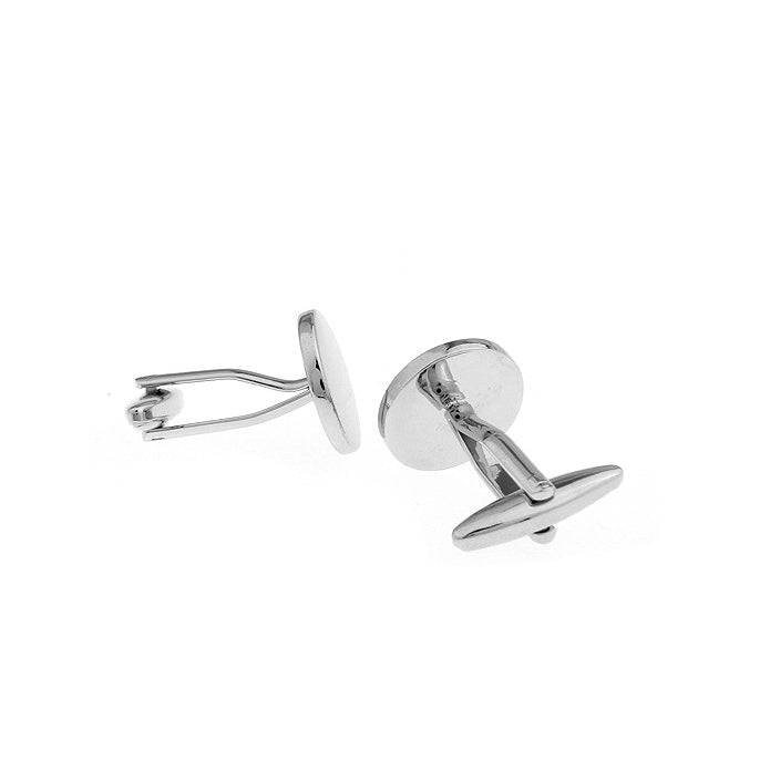 Silver Classic Round Solid Post Cufflinks Strikingly Unique Cool Cuff Links Comes with Gift Box Image 3