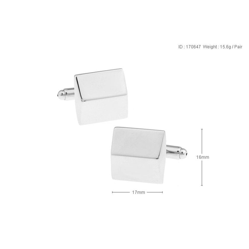 Mens Cufflinks Shiny Silver Falling Slopes and Eaves Block Edged Classic Cufflinks The Big Day with Gift Box Image 2