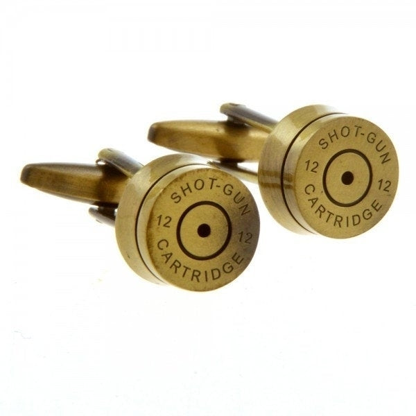 Brass Shell Shotgun Cufflinks 3D Detailed Gold Cartridges Hunter Cool Fun Unique Bird Cuff Links Shot Gun Bullet Image 1