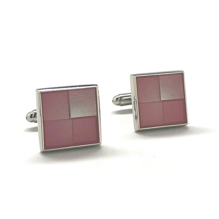 Shades of Pink Squares Cufflinks Square Design Silver Tones Power Classy Cuff Links Fun Cool Wedding Cuff Links Comes Image 1