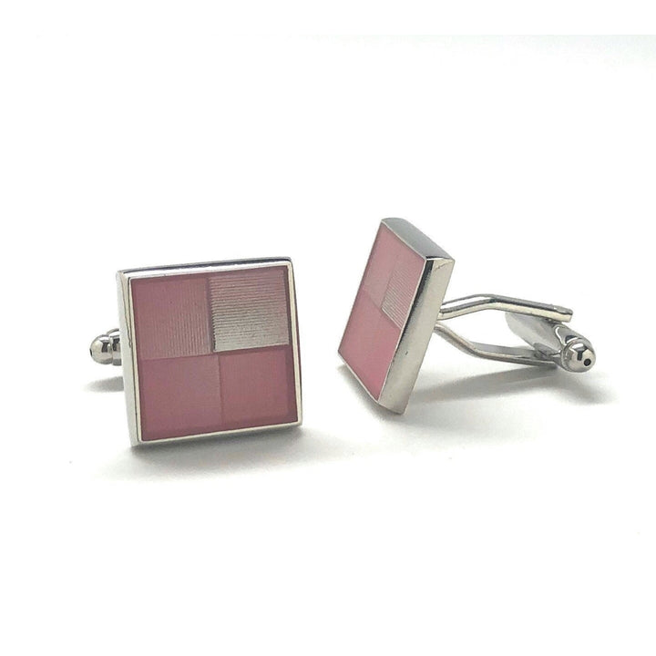 Shades of Pink Squares Cufflinks Square Design Silver Tones Power Classy Cuff Links Fun Cool Wedding Cuff Links Comes Image 2