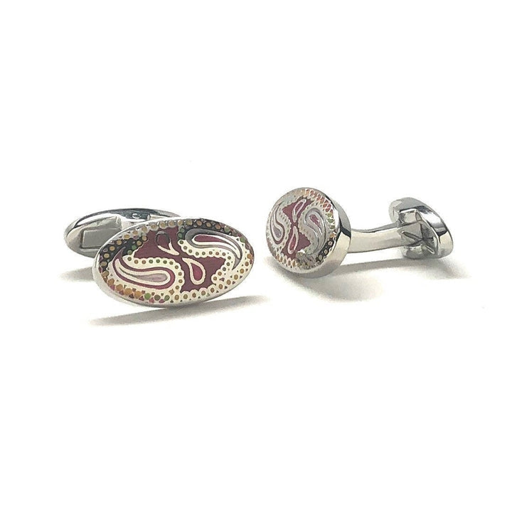 Texas Paisley Cufflinks Silver Tone Flower Paisley Design Cool Whale Tail Backing Cuff Links Comes with Gift Box Image 2