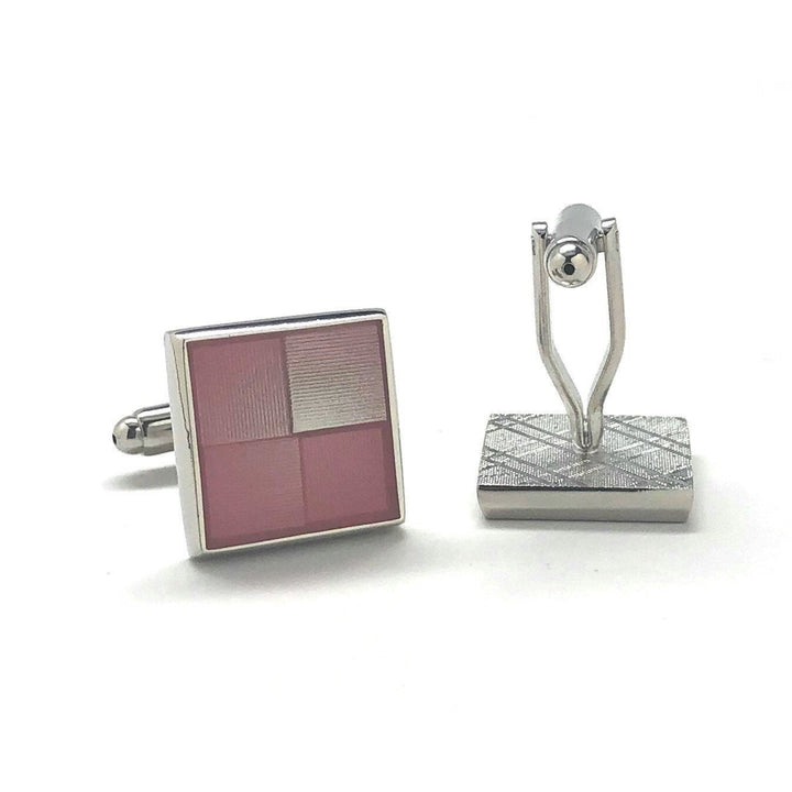 Shades of Pink Squares Cufflinks Square Design Silver Tones Power Classy Cuff Links Fun Cool Wedding Cuff Links Comes Image 3