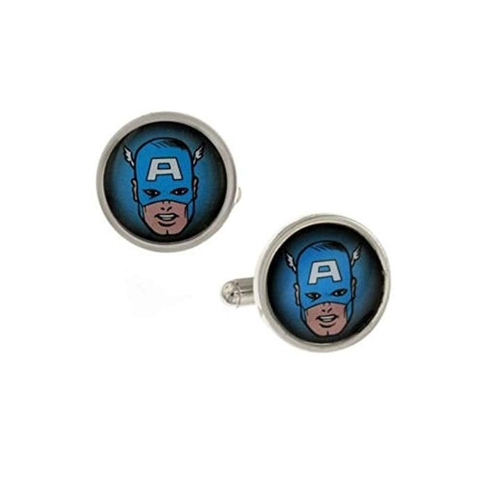 Enamel Vintage Captain America Cufflinks Super Hero Cuff Links Husband Gifts for Dad Gifts for Him Image 1