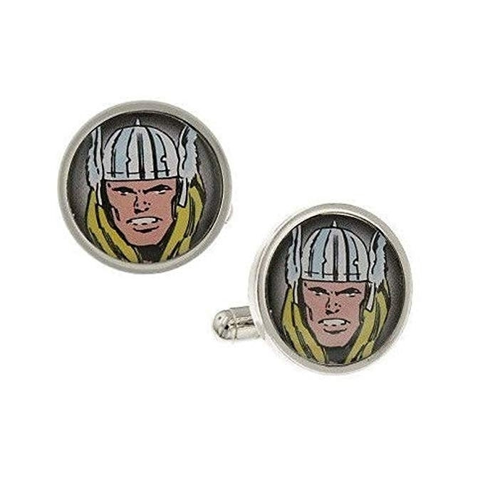 Enamel Vintage Thor Face Cufflinks Super Hero Cuff Links Husband Gifts for Dad Gifts for Him Image 1