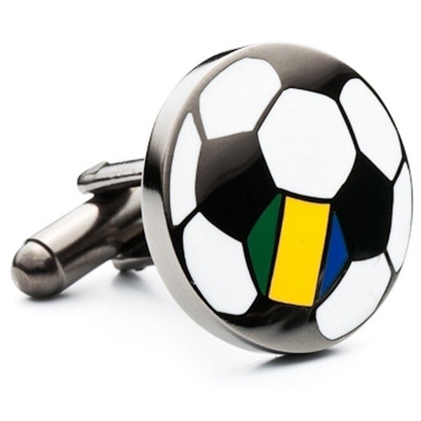 Soccer Ball Cufflinks Brazil Flag on the Soccer Ball Pride for your Team Soccer Football Sports Cuff Links or Choose Image 1