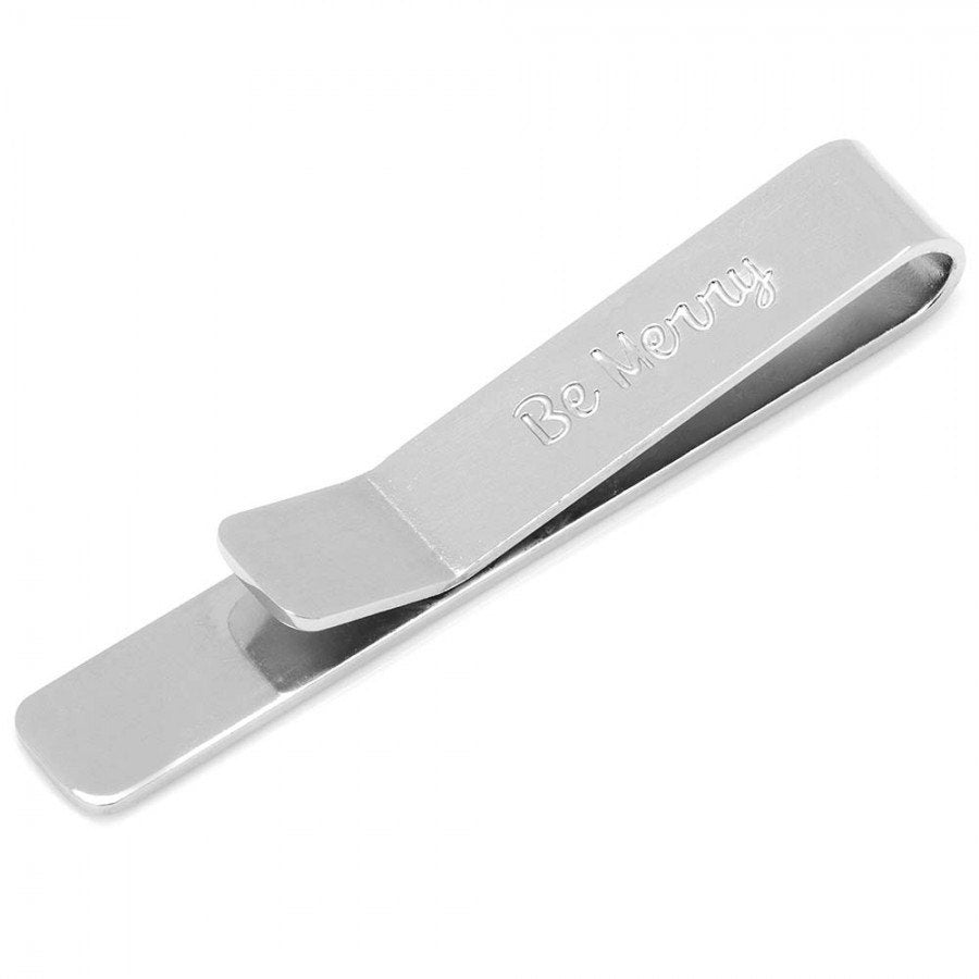 Tie Bar Be Merry Hidden Message Holiday Red Tie Bar Engraved on the back of the Tie Bar Image 2