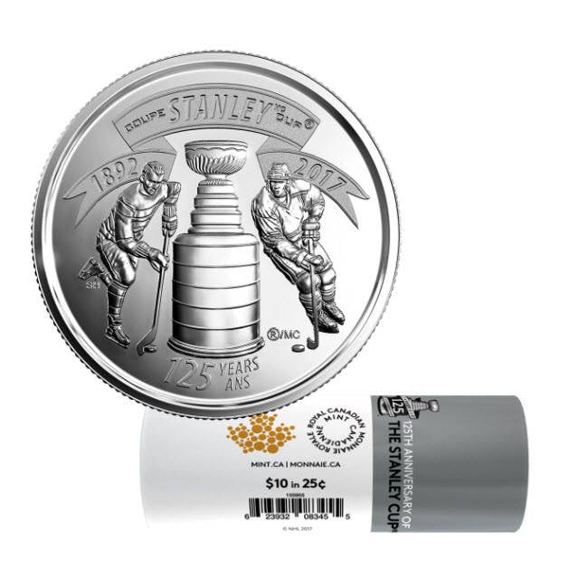 Hand Painted Key Chain NHL Ice Hockey Stanley Cup Trophy Winner 2017 Canadian Mint Quarter Commemorative 125 Yr Image 2