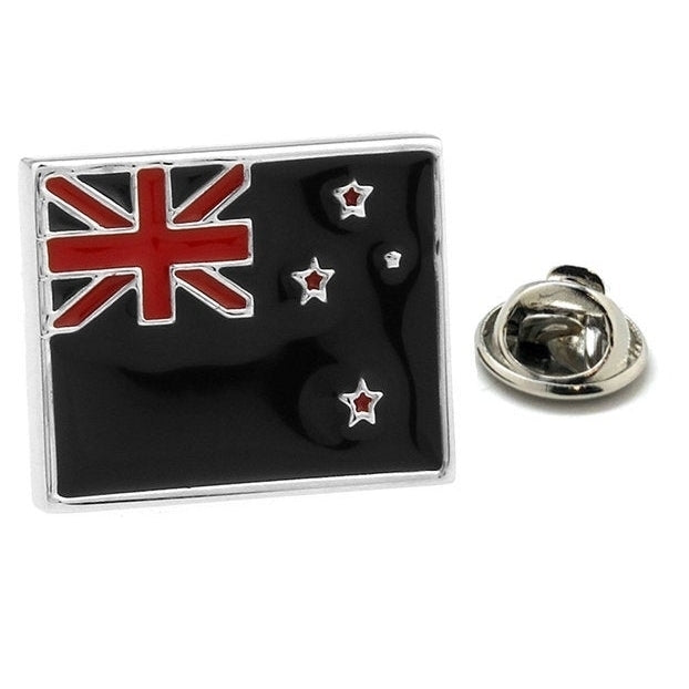 Enamel Pin  Zealand Flag Lapel Pin Tie Tack Collector Pin Blue Red Enamel Flag Travel Souvenir Art Hand Painted Image 1