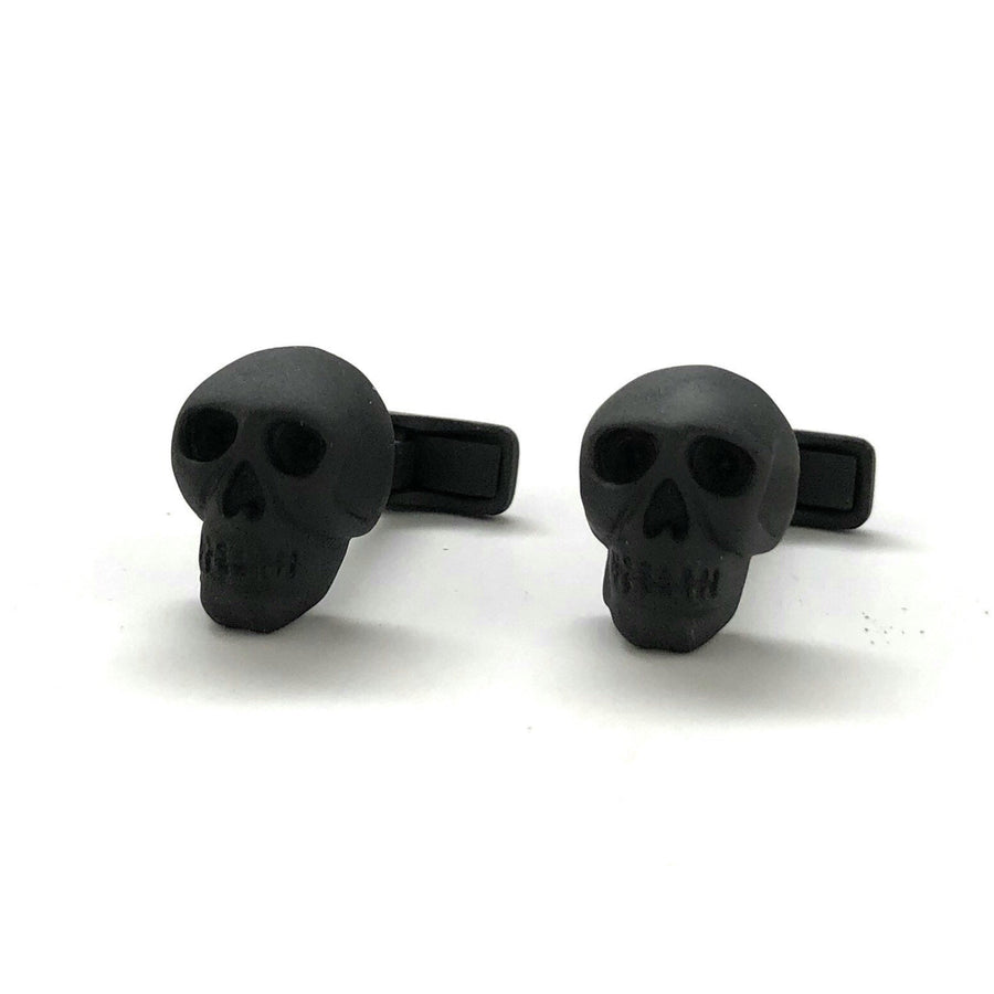 Iron Black Skull Cufflinks Head 3D Design Heavy Cuff Links Comes with gift Box Image 1