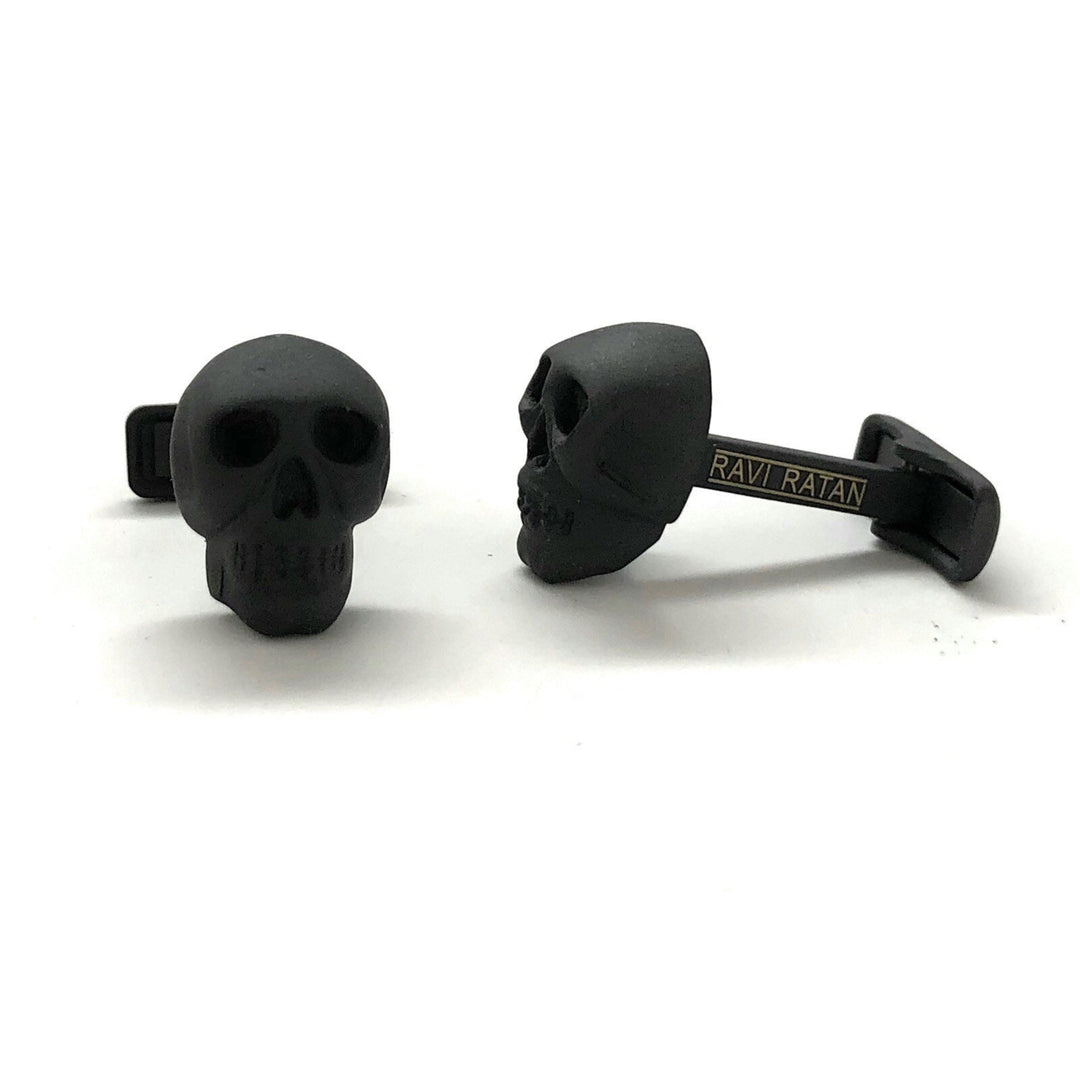 Iron Black Skull Cufflinks Head 3D Design Heavy Cuff Links Comes with gift Box Image 2