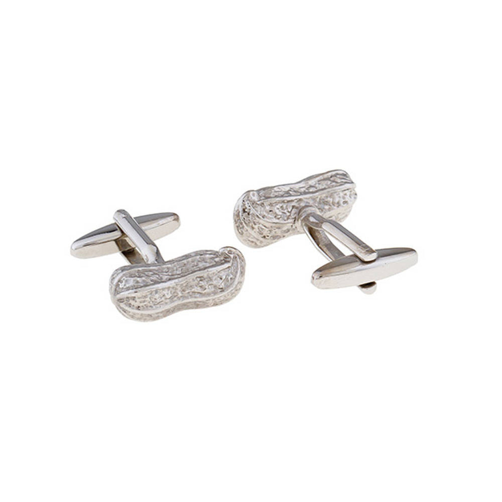 Working for Peanuts Cufflinks Silver Tone 3D Fun party Little Peanut Cuff Links Comes with Gift Box White Elephant Gifts Image 2
