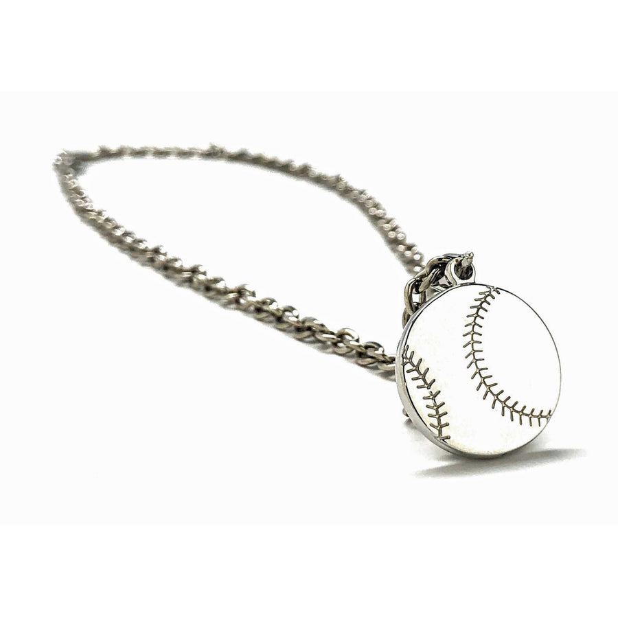 Engravable Baseball Silver Tone MLB Pendant Chain Necklace Silk Road Collection Jewelry Comes with Gift Box Image 1