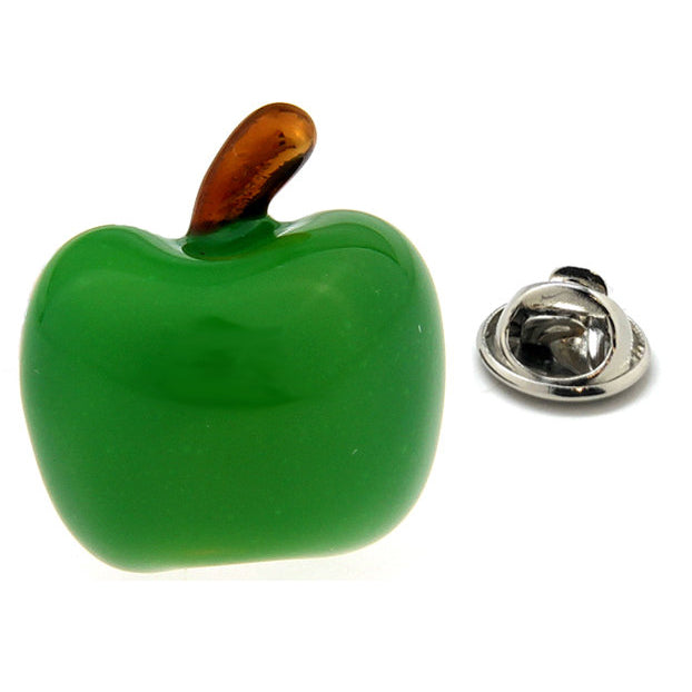 Enamel Pin Green Apple Lapel Pin Granny Smith Apple Tie Tack Collector Pin School Teacher Educator Green Enamel Silver Image 1