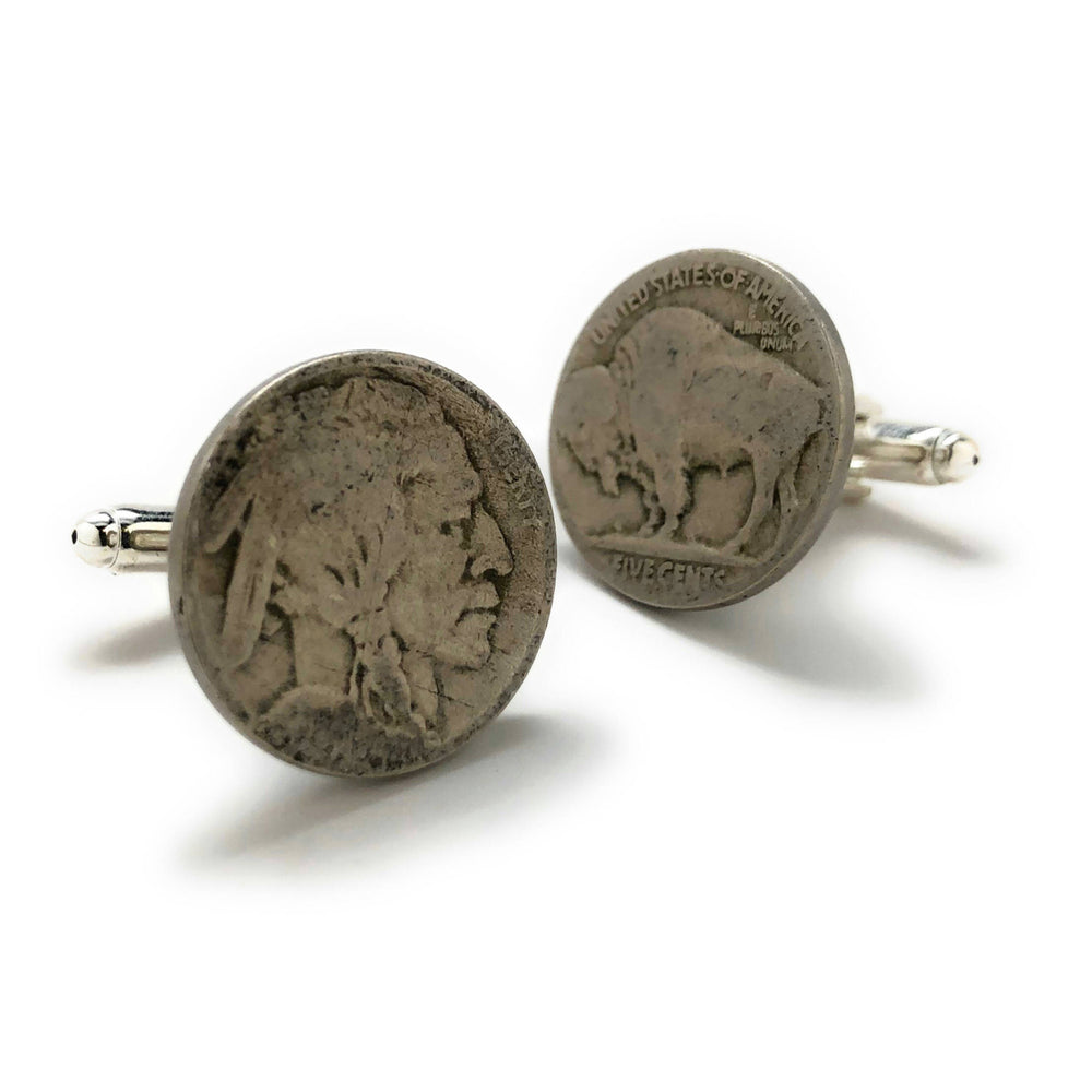 Birth Year Unites States Old West Buffalo Indian Head Nickel Cufflinks Old Coin Jewelry Money Image 2