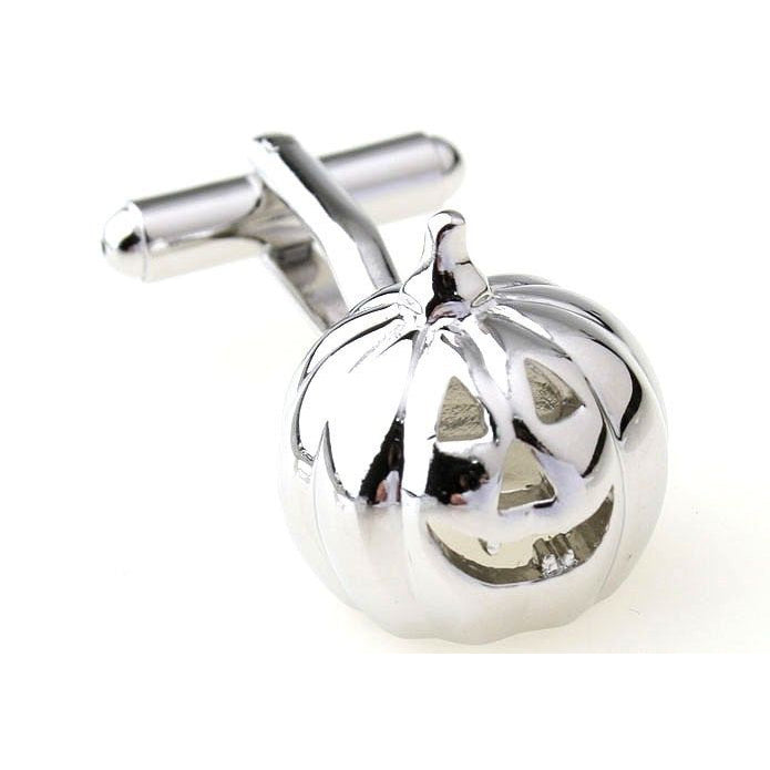 Pumpkin Cufflinks Silver Tone Halloween Jack the Pumpkin King Party Time Cuff Links Comes with Gift Box Image 1