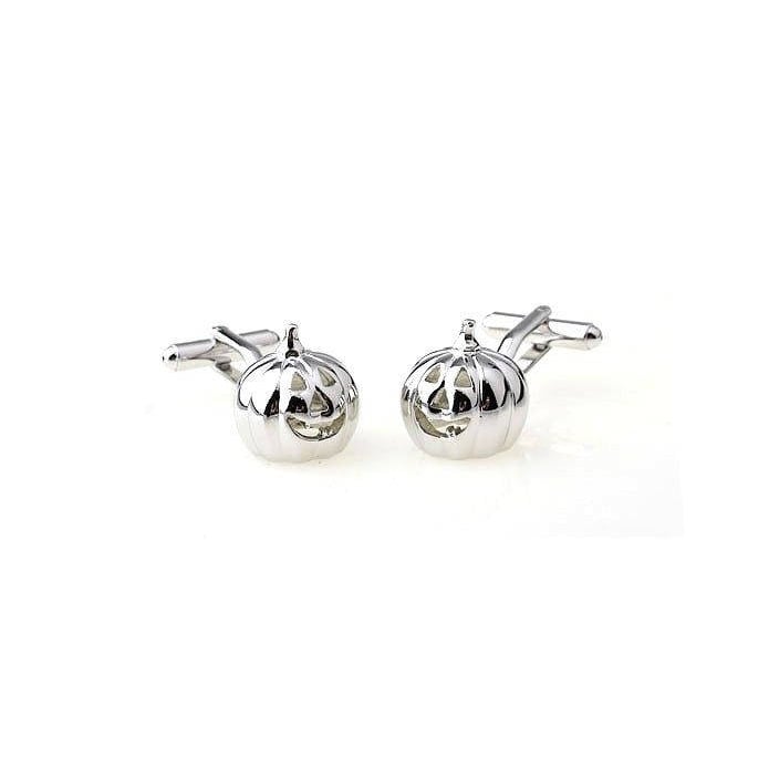 Pumpkin Cufflinks Silver Tone Halloween Jack the Pumpkin King Party Time Cuff Links Comes with Gift Box Image 3