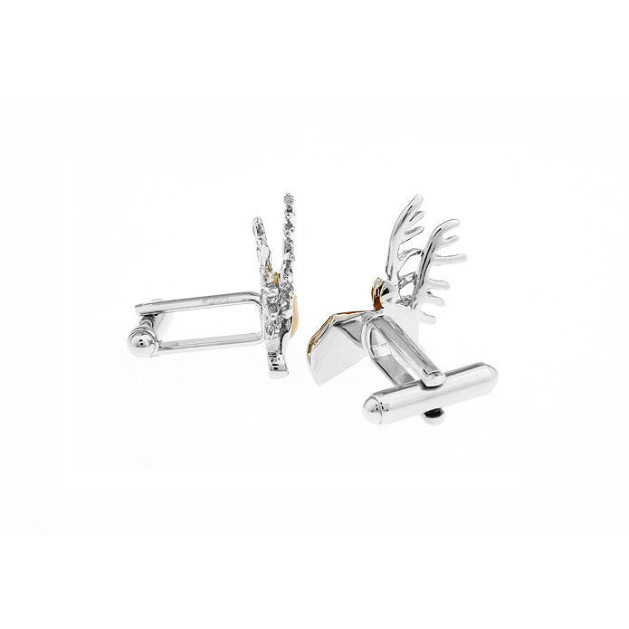 Reindeer Deer Cufflinks Silver Bronzed Santa Christmas Rudolph Antlers holiday Cuff Links 3D Highly Details Comes with Image 2