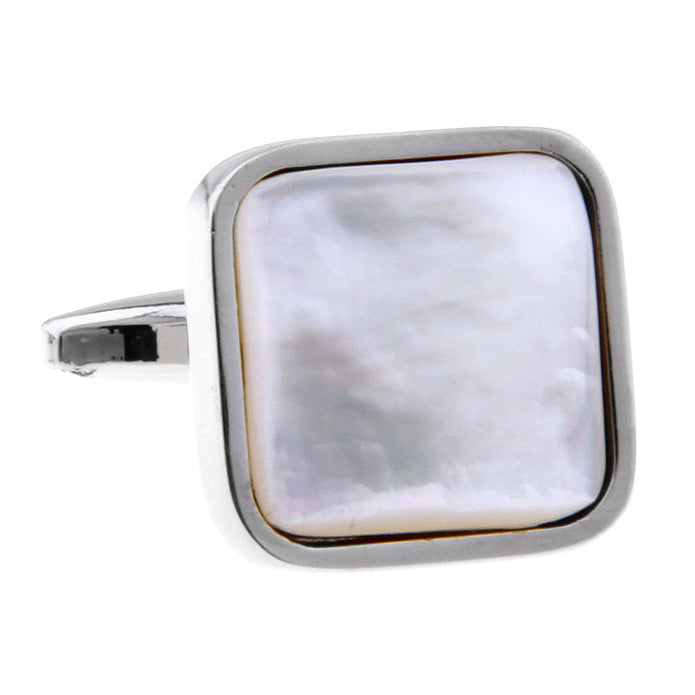 Silver Cufflinks Mother of Pearl Formal Square Pure Cuff Links Cufflinks Image 1