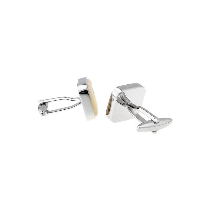 Silver Cufflinks Mother of Pearl Formal Square Pure Cuff Links Cufflinks Image 2