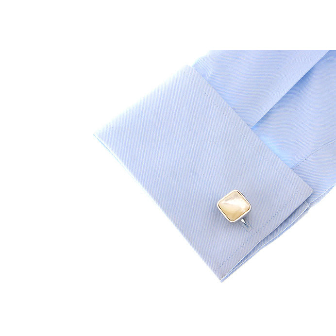 Silver Cufflinks Mother of Pearl Formal Square Pure Cuff Links Cufflinks Image 3
