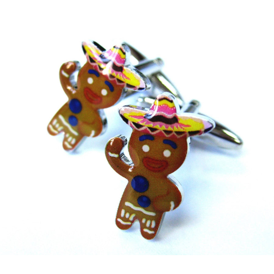 Gingerbread Man Cufflinks Not the buttons Cuff Links  Christmas Halloween Movies white elephant gifts Image 1
