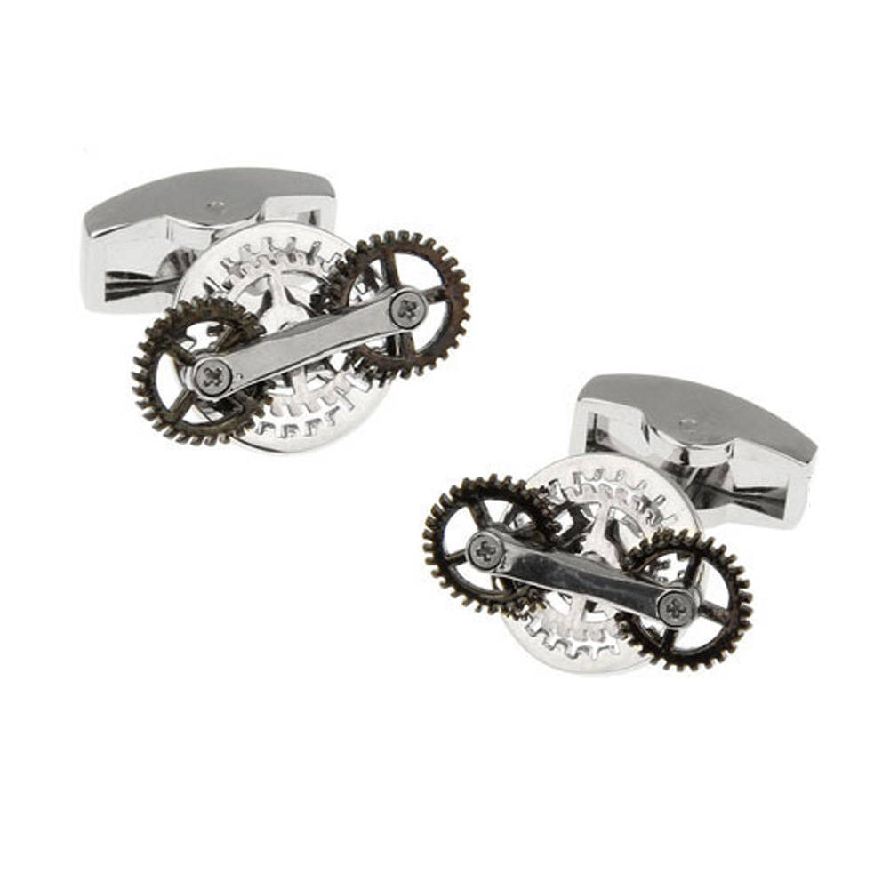 Working Gears Cufflinks Vintage Steampunk Circular Gears Movement Functional Cuff Links Comes with Gift Box Image 1