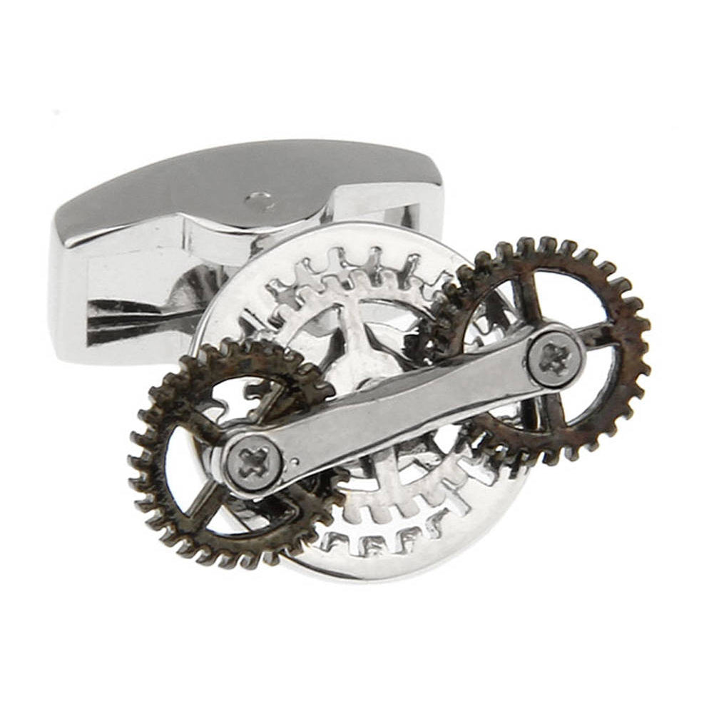 Working Gears Cufflinks Vintage Steampunk Circular Gears Movement Functional Cuff Links Comes with Gift Box Image 3