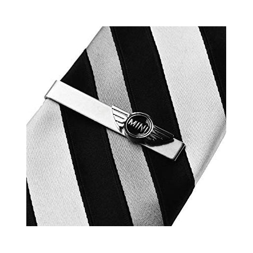 Classic Car Tie Bar Silver Tone Mini Logo Automobile Tie Clip Image 1