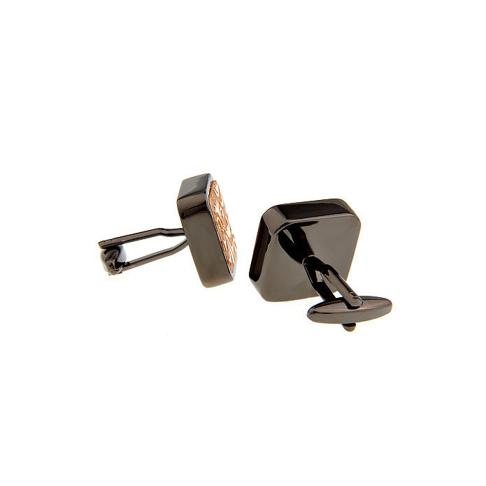 Heavy Thick Gunmetal Antique Gold Square Brushed Fleur di Lis Cufflinks Cuffs Links Image 2