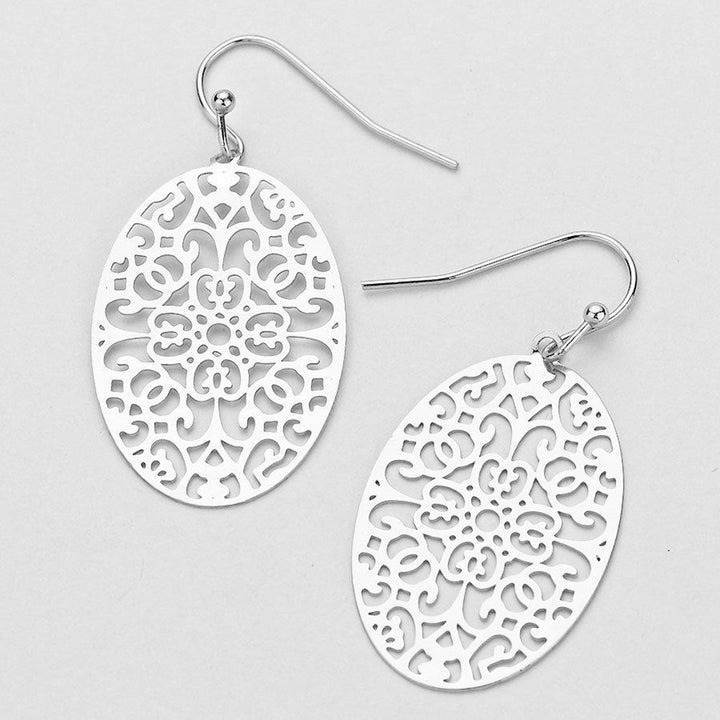 Classic Earrings Matte Silver Lattice Lace Teardrop Silk Road Collection Jewelry Image 1