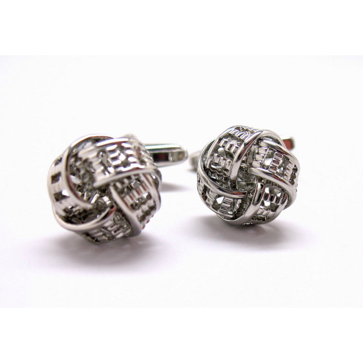 Double Binded Tied Knot Silver Tone Knots Cufflinks Cuff Links Image 1