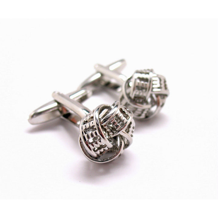 Double Binded Tied Knot Silver Tone Knots Cufflinks Cuff Links Image 3