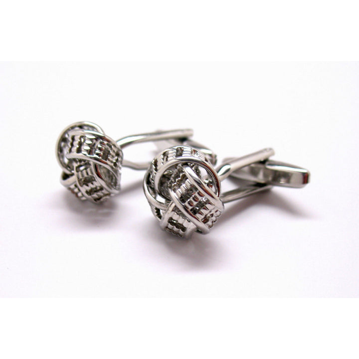 Double Binded Tied Knot Silver Tone Knots Cufflinks Cuff Links Image 4