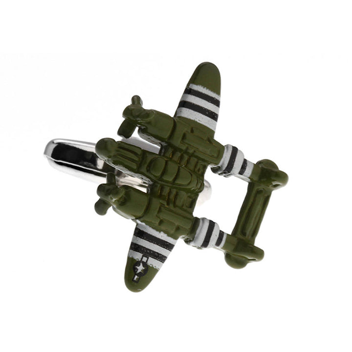 P-38 Lightning Airplane Cufflinks World War II The Fork-Tailed Devil Highly Detailed 3D Novelty Fun Cool Cuff Links Image 4