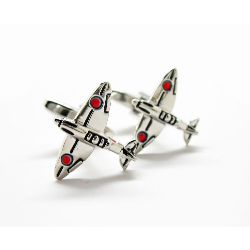 Silver Tone World War II Fighter Plane War Birds Cufflinks Cuff Links Image 2